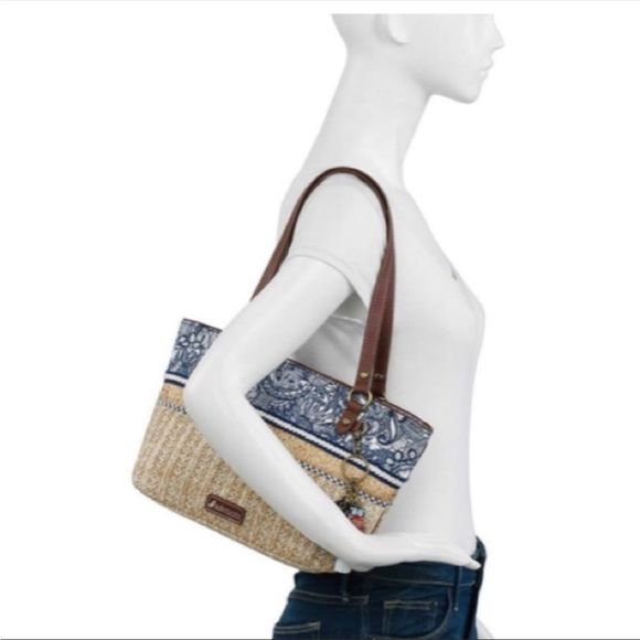 Sakroots Handbags - SAKROOTS SMALL STRAW SATCHEL “ELLIS” SHOULDER HANDBAG